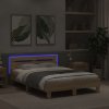Rám postele s čelem a LED osvětlením dub sonoma 135 x 190 cm 3207569