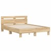 Rám postele s čelem a LED osvětlením dub sonoma 135 x 190 cm 3207569