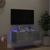 Nástěnná TV skříňka s LED osvětlením betonově šedá 80x35x31 cm 837287