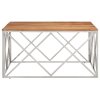 Konferenční stolek stříbrný nerezová ocel a masivní akácie 349983