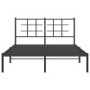 Kovový rám postele s čelem černý 135 x 190 cm 355560