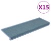 Kobercové nášlapy na schody 15 ks 65x21x4 cm modré 326194