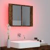 Zrcadlová skříňka s LED kouřový dub 60x12x45cm kompozitní dřevo 822841