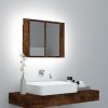 Zrcadlová skříňka s LED kouřový dub 60x12x45cm kompozitní dřevo 822841