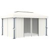 Altán se závěsy a světelnými LED řetězy 4 x 3 m krémově bílý 3070353