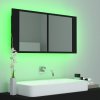 LED koupelnová skříňka se zrcadlem černá 90 x 12 x 45 cm akryl 804973