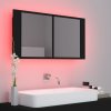 LED koupelnová skříňka se zrcadlem černá 90 x 12 x 45 cm akryl 804973