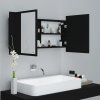 LED koupelnová skříňka se zrcadlem černá 90 x 12 x 45 cm akryl 804973
