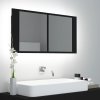 LED koupelnová skříňka se zrcadlem černá 90 x 12 x 45 cm akryl 804973