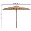 Zahradní slunečník s dřevěnou tyčí 350 cm barva taupe 44530
