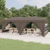 Skládací party stan s bočními stěnami taupe 3 x 6 m 93547