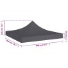 Střecha k party stanu 2 x 2 m antracitová 270 g/m² 315338