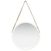 Nástěnné zrcadlo s popruhem 50 cm bílé 320364