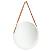 Nástěnné zrcadlo s popruhem 50 cm bílé 320364