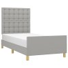 Rám postele s čelem světle šedý 90x190 cm textil 3125341