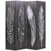 Skládací paraván 160 x 170 cm pírka černobílá 245890