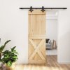 Posuvné dveře s kováním 70 x 210 cm masivní borové dřevo 3203151