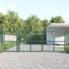 Zahradní branka s pletivem zelená 400 x 175 cm pozinkovaná ocel 154537
