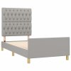 Rám postele bez matrace světle šedá 100 x 200 cm textil 3125276