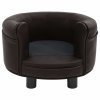 Pohovka pro psy hnědá 48 x 48 x 32 cm plyš a umělá kůže 170958