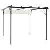 Pergola se zatahovací střechou krémově bílá 3 x 3 m ocel 49325
