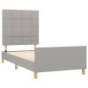Rám postele bez matrace světle šedá 100 x 200 cm textil 3125033