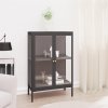 Příborník antracitový 75 x 35 x 105 cm ocel a sklo 336072