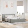 Rám postele úložný prostor LED světle šedý textil 180 x 200 cm 285611