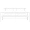 Kovový rám postele s hlavovým a nožním čelem bílý 183 x 213 cm 372349