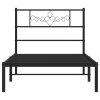 Kovový rám postele s čelem černý 75 x 190 cm 355752