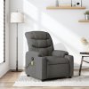 Masážní polohovací křeslo tmavě šedé textil 374157