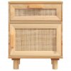 Noční stolky hnědá masivní borovice a přírodní ratan 345610