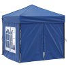 Skládací party stan s bočními stěnami modrý 2 x 2 m 93500