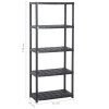 Úložný regál 5patrový černý 71 x 38 x 170 cm plast 147684