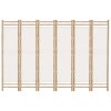 Skládací 6panelový paraván 240 cm bambus a plátno 350626