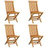 Zahradní židle s černými poduškami 4 ks masivní teak 3062590