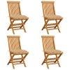 Zahradní židle s béžovými poduškami 4 ks masivní teak 3062586