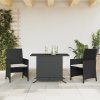 3dílný bistro set s poduškami černý polyratan 365116