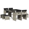 9dílný zahradní jídelní set s poduškami světle šedý polyratan 3210599