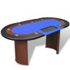 Pokerový stůl pro 10 hráčů, zóna pro dealera + držák na žetony, modrý 80134