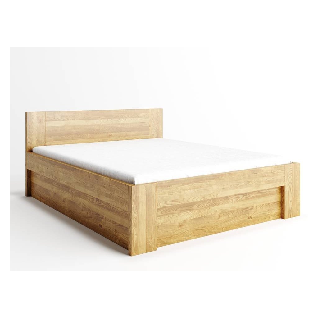 Buková postel NEW YORK 100x200 cm s úložným prostorem (Barevné provedení Bílá)