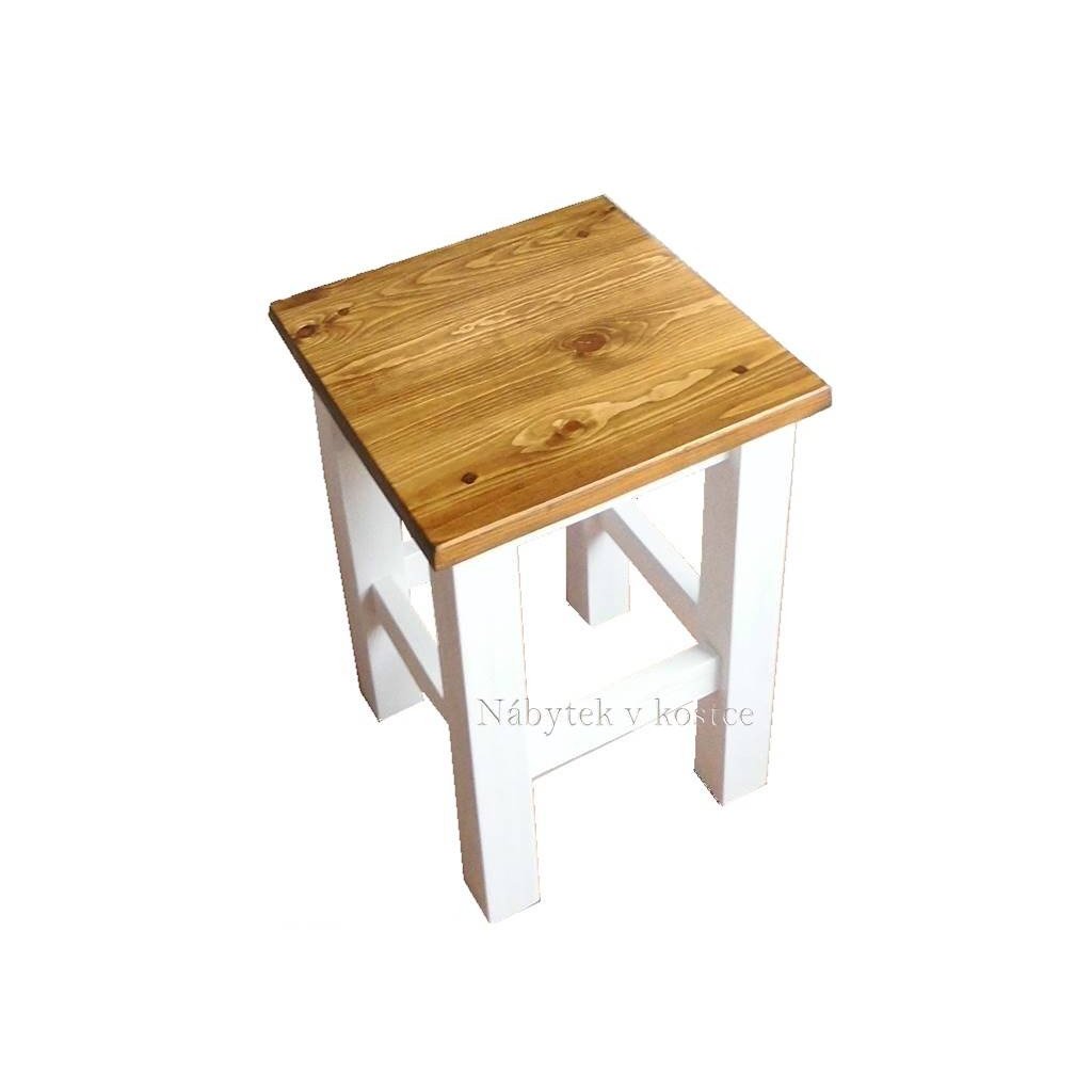 Dřevěný taburet SWEET HOME SIL02 30x30 cm (Barevné provedení Bílá - bezbarvý vosk)