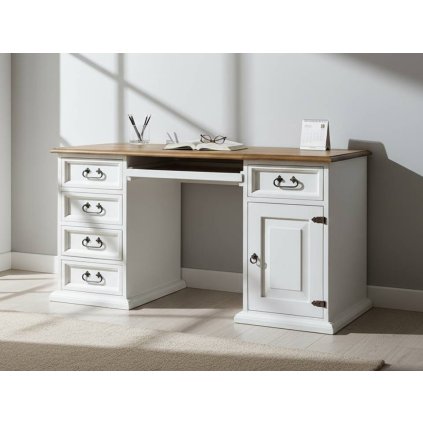 50448 5 rustikalni psaci stul z masivu