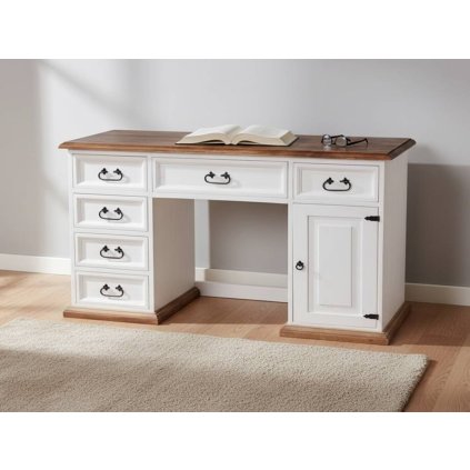 61782 1 rustikalni bily pracovni stul