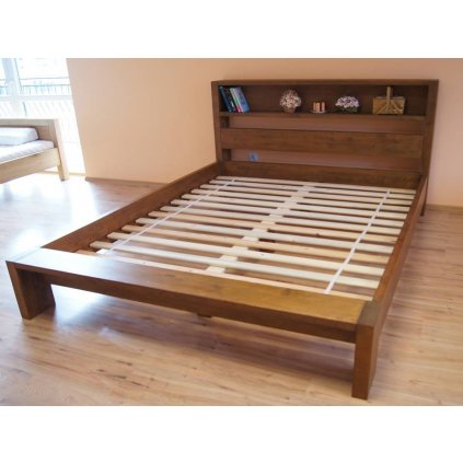 Břízová manželská postel ITALIO L3 s polici (Rozměry 90 x 200 cm)