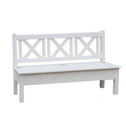 Rustikální bílá lavice SWEET HOME BAX25 bez područek s úložným prostorem (Délka 100 cm)