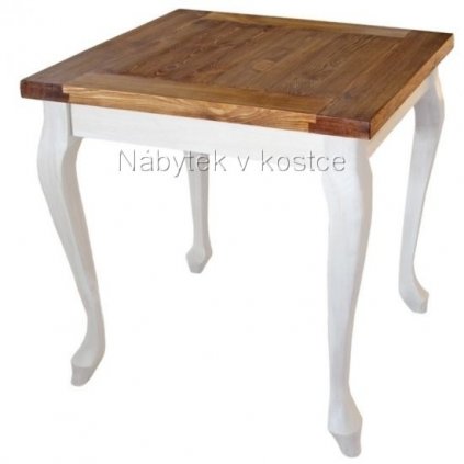 Rustikální stůl Sweet Home Ludvík MES2 80x80 (Barevné provedení Bílá - ořech lak)