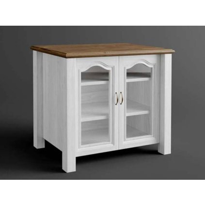 58407 8 rustikalni komoda austin merida z masivu prosklena barevne provedeni bila tmave hneda 22 25