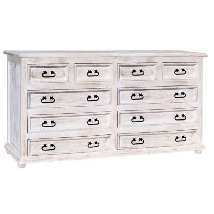 Rustikální komoda WHITE HOME COM 04 (Barevné provedení Antická bílá K16 - antická bílá K16)
