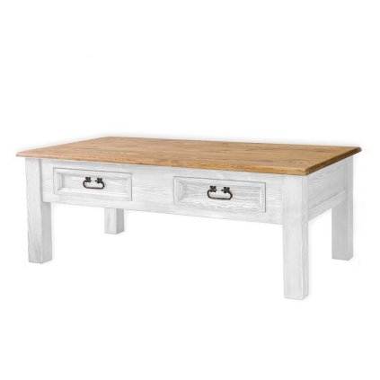 57522 1 rustikalni konferencni stolek white home mes07b rovne nohy barevne provedeni bily vosk k17 tmavy vosk k02